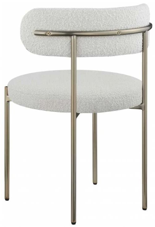 Meridian Furniture Beacon Cream/Brushed Brass Boucle Upholstered Dining Chair-3