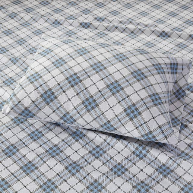 Olliix by True North by Sleep Philosophy Blue Plaid Queen Cozy Flannel 100% Cotton Flannel Printed Sheet Set-2