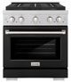 ZLINE Paramount 30" 4.2 Cu. Ft. Satin Stainless Steel Gas Range with 4 Burner DuoPro™ Cooktop and Convection Gas Oven with Black Matte Door-0