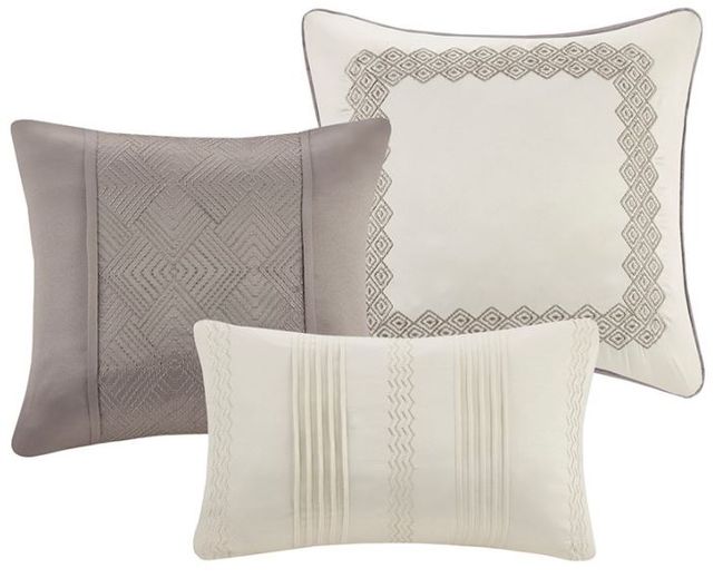 Olliix by Madison Park Interval 7 Piece Gray King Jacquard Comforter Set-2