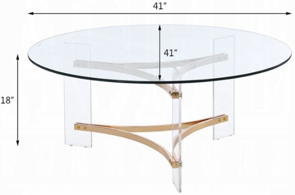 ACME Furniture Sosi Glass Top Coffee Table with Gold Base-2