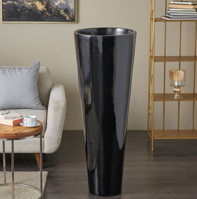 Deco Marche Black 62" Fiberglass Minimalistic Floor Decorative Vase-4