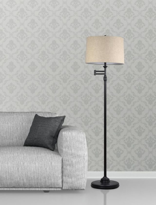 Adesso® Aaron Beige Swing Arm Floor Lamp-2