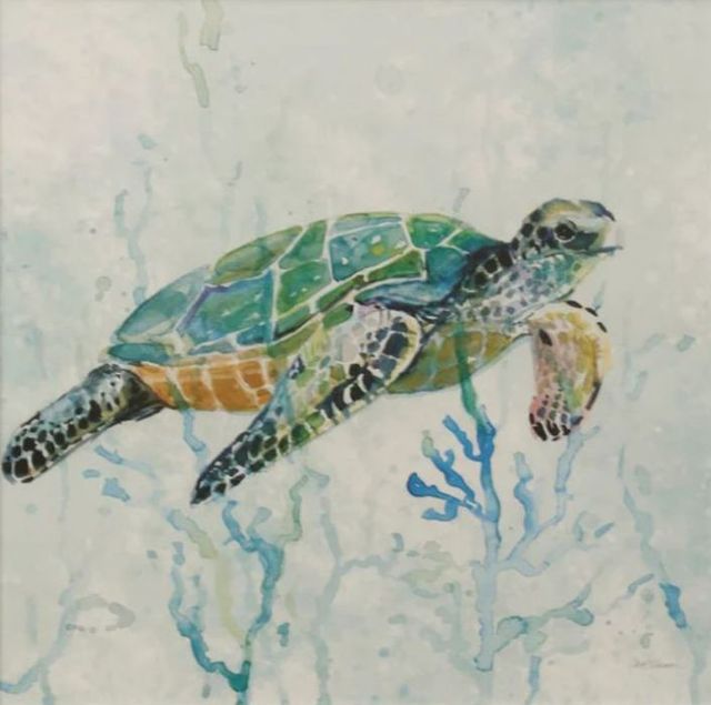 Stylecraft Sea Turtle Swim I Beige/Blue/Green Wall Art-1