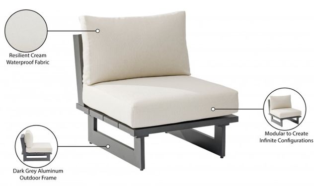 Meridian Furniture Maldives Cream Aluminum/Fabric Outdoor Modular Accent Chair-4