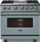 Viking® 5 Series 36" Novembery Sky Pro Style Dual Fuel (NG) Range with Polished Chrome Trim-2