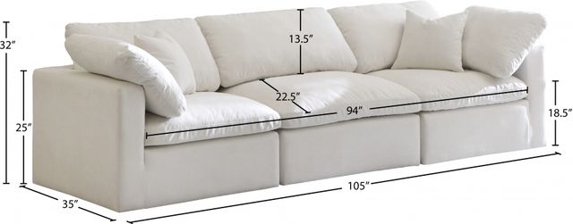 Meridian Furniture Plush 3-Piece Cream Modular Sectional-2