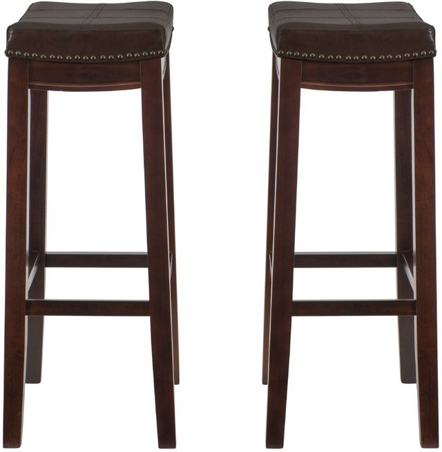 Linon Claridge 2-Piece Mottled Brown Bar Stool Set-3