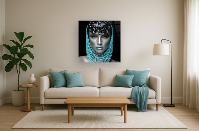 Classy Living Woman of Turquoise Rhinestones 40" Wall Art-1