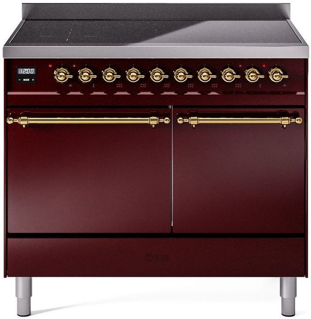 Ilve® Nostalgie II Series 40" Burgundy Pro Style Induction Range-0