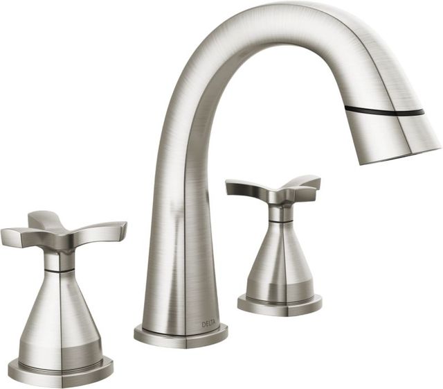 Delta Stryke® Lumicoat® Stainless 2-Handle Widespread Pull Down Bathroom Faucet-0