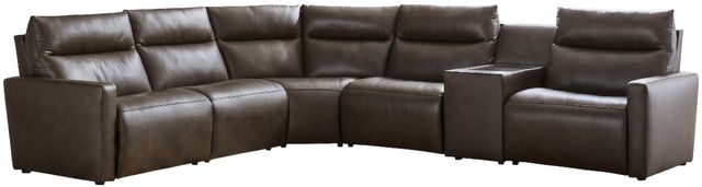 Benchcraft® ModZ 6-Piece Chocolate Modular Power Reclining Sectional with Audio Console-0