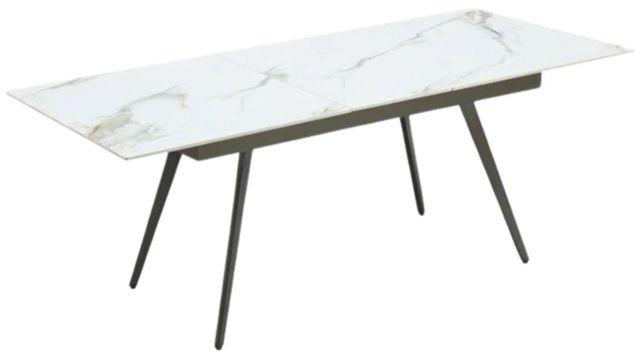 Modus Furniture Lucia Stone Top Extendable Dining Table with Cappuccino/Gunmetal Base-0