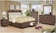 Mazin Furniture Darcy Beige/Dark Oak Queen Storage Bed with Upholstered Headboard and LED Lights-2