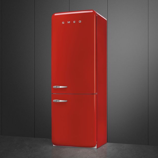 Smeg Retro Style 28 in. 18.0 Cu. Ft. Red Bottom Freezer Refrigerator-3
