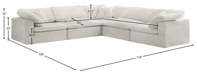 Meridian Furniture Cozy 5-Piece Cream 119" Modular Sectional-1