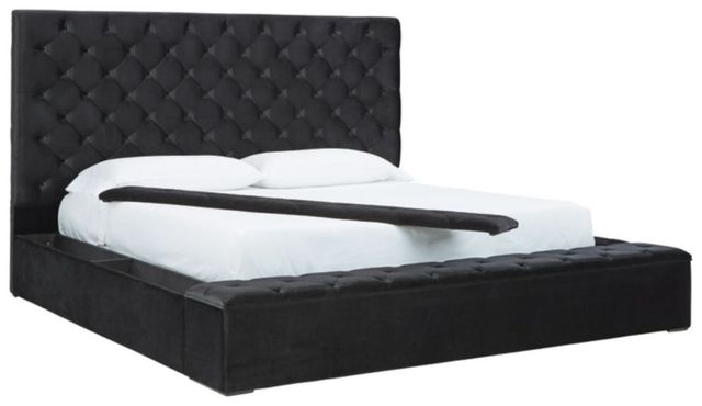 Signature Design by Ashley® Lindenfield Black Queen Upholstered Storage Bed-1