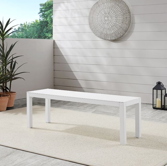 Linon Alora White Aluminum Outdoor Bench-1