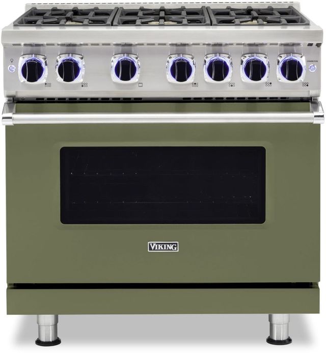 Viking® 7 Series 36" Cypress Green Pro Style Liquid Propane Range-0