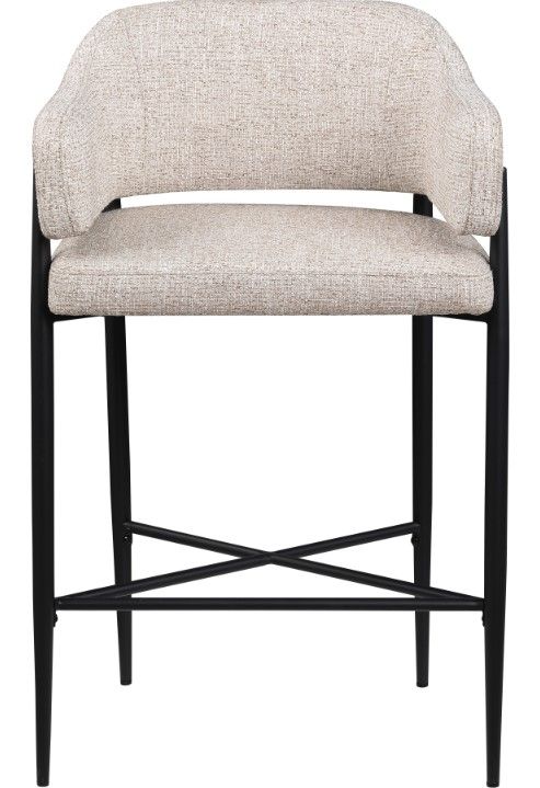 Meridian Furniture Dame Beige/Black Upholstered Counter Stool-1