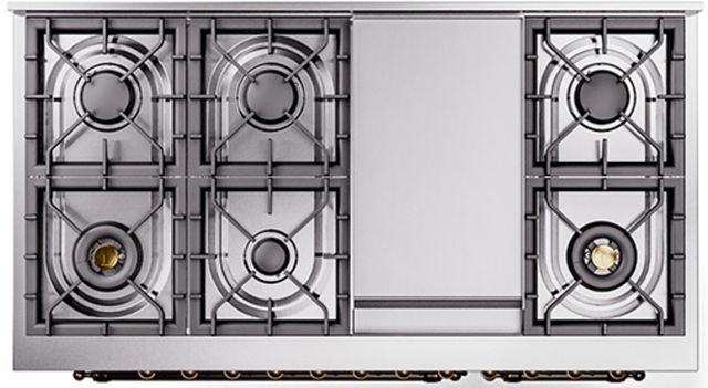 Ilve® Nostalgie II Series 48" Stainless Steel Pro Style Dual Fuel Range-2
