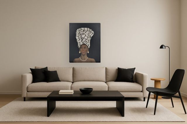 Classy Living Dramatic Majestic Plaid Crowned Muse Wall Art-1