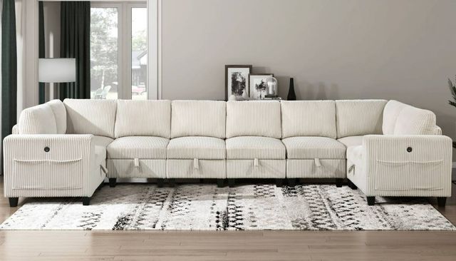 Homelegance® Walterboro 8-Piece Beige Modular Sectional with Storage and Reclining Back Rest-1