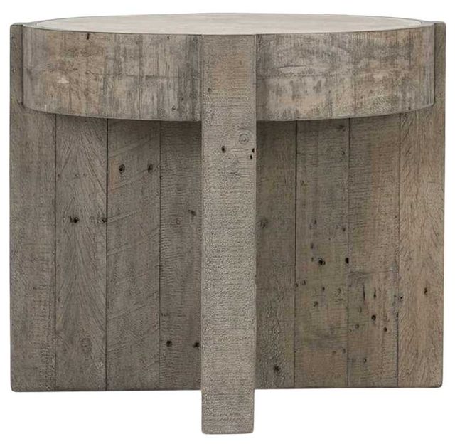 Classic Home Sonoma Antique White 26" Round End Table with Distressed Gray Base-2