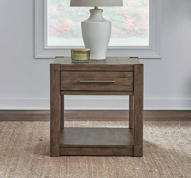 Liberty Furniture Broadmore Cobblestone Brown Drawer End Table-1
