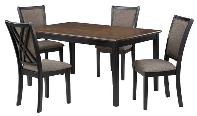 New Classic® Home Furnishings Potomac 5-Piece Black/Brown Rectangular Dining Table Set-0