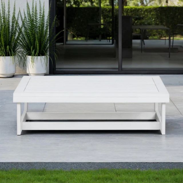 Linon Bluffton White Wooden Outdoor Cocktail Table-1