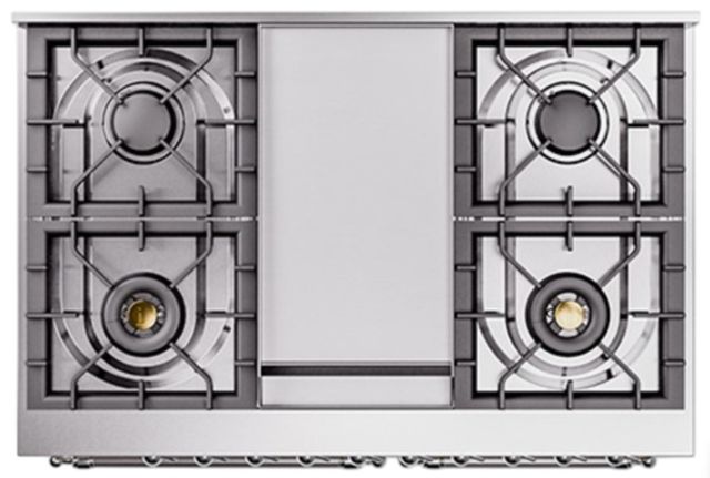 Ilve® Nostalgie II Noblesse 40'' Burgundy Pro Style Dual Fuel Range with Chrome Trim-2