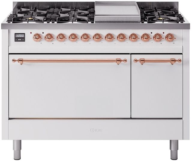 Ilve® Nostalgie II Series 48" White Pro Style Dual Fuel Range-0