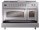 Ilve® Nostalgie II Noblesse 48'' Stainless Steel Pro Style Dual Fuel Range with Chrome Trim-3