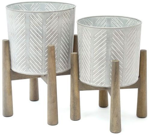 Signature Design by Ashley® Domele 2-Piece Antique Gray/Brown Planter Set-0