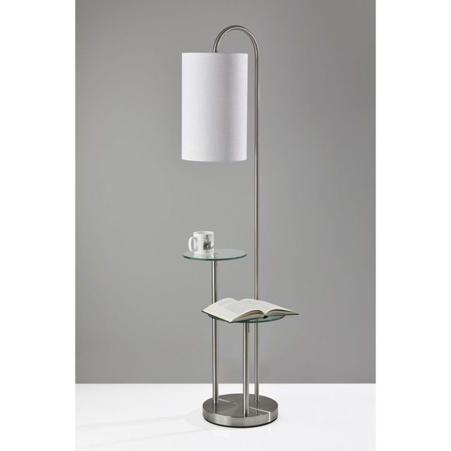 Adesso® Leonard Brushed Steel Shelf Floor Lamp-2
