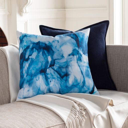 Surya Azora Sky Blue 18"x18" Toss Pillow with Down Insert-4