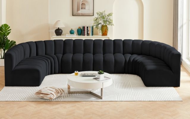 Meridian Furniture Arc 8-Piece Black Velvet Sectional-3