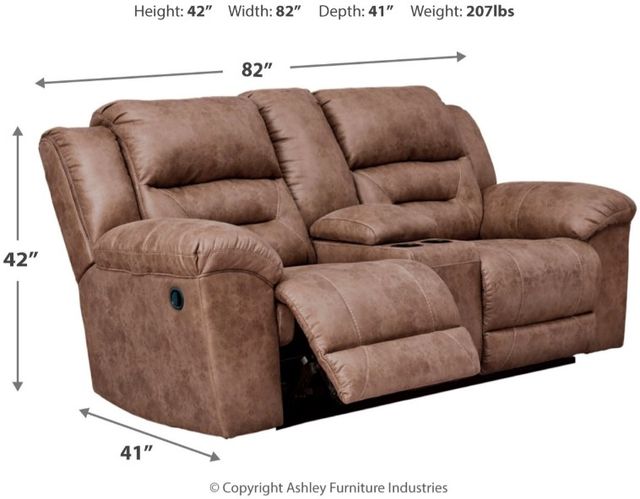Signature Design by Ashley® Stoneland Fossil Double Reclining Loveseat with Console-3