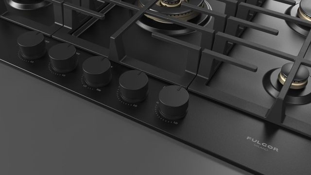 Fulgor Milano Matteo 400 Series 36" Matte Black Porcelain Gas Cooktop with Matte Brass Burners-3