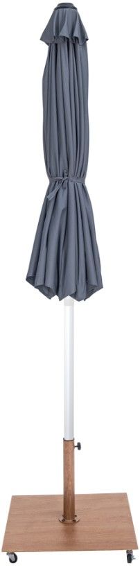 Meridian Furniture Fiji Gray/Matte White/Teak Aluminum Outdoor Patio Umbrella and Base-1