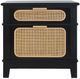 A & B Home Moskal Black Wooden Bedside Table with Two Rattan Drawers-1