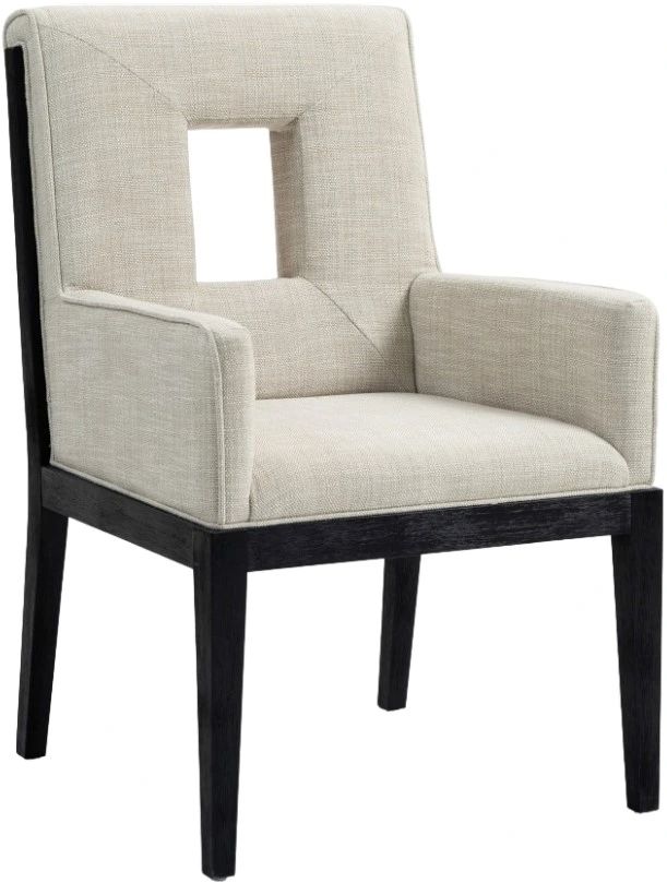 Meridian Furniture Gwendolyn Cream/Black Linen Textured Upholstered Dining Chair-0