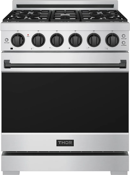 Thor Kitchen Gordon Ramsay Collection 30" Stainless Steel Pro Style Gas Range with Precision Knob Control and Black Trim