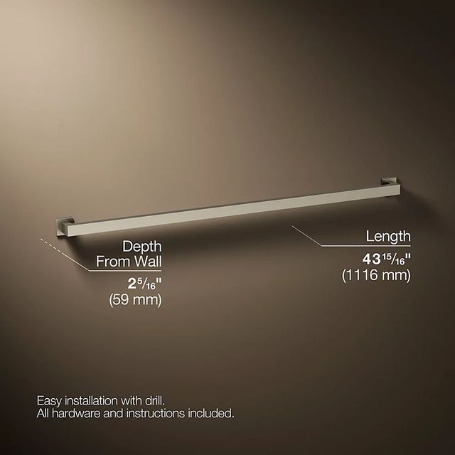 KOHLER® Square Vibrant Brushed Nickel 42" Grab Bar-2