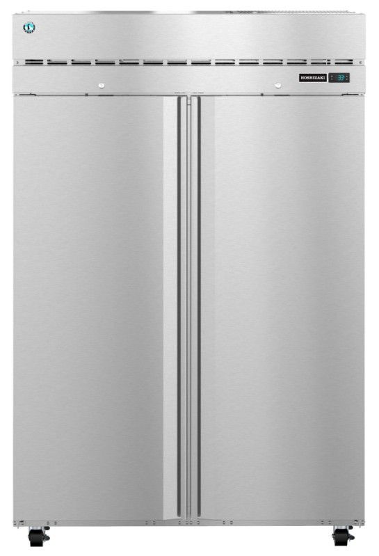 Hoshizaki Steelheart® 55" 47.1 Cu. Ft. Stainless Steel Two Section Upright Refrigerator with Full Solid Doors and Lock-0