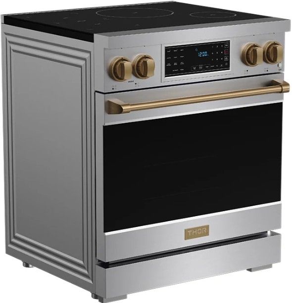 Thor Kitchen® Gordon Ramsay Collection 30" Stainless Steel Pro Style Induction Range with Tilt Panel Touch Control and Bronze Trim-2