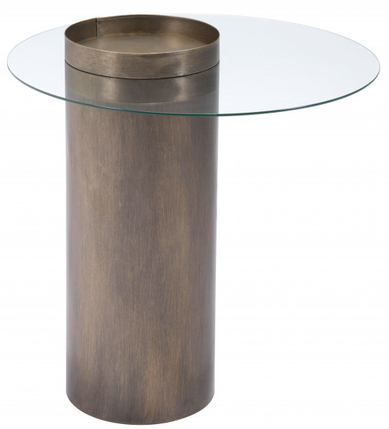 Zuo® Emi Glass Top End Table with Antique Gold Base-0