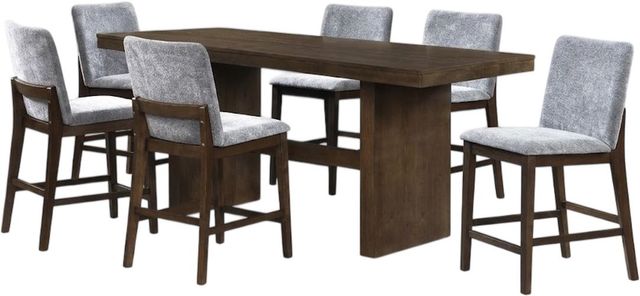 New Classic® Home Furnishings Kody 7-Piece Stone Gray/Walnut Counter Table Set-0