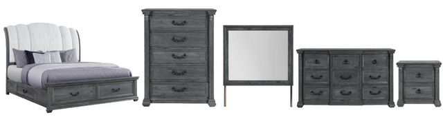 Global Furniture USA Rowan 7-Piece Gray King Panel Storage Bedroom Set
